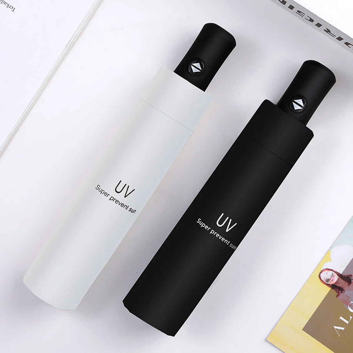 Women'S Fashion Umbrella - ร่มพับขนาดเล็กกันแสง UV, ร่มกันแดดกันฝนร่มร่มสำหรับแบบพกพาแฟชั่นไฟกันลมผู้หญิงผู้ชายเด็ก