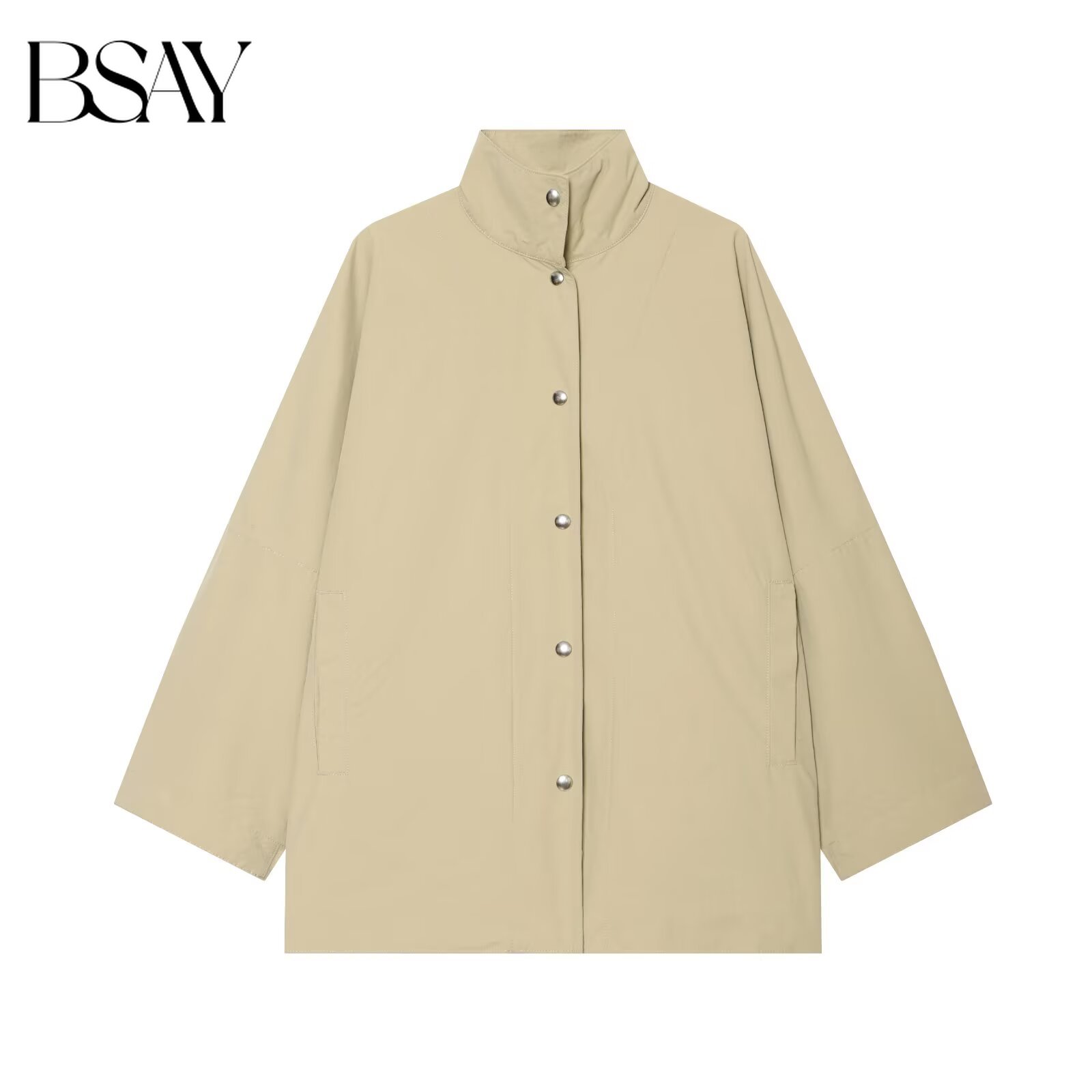 Women'S Fashion Utility Jacket - เสื้อแจ็คเก็ตแฟชั่นผู้หญิงทรงโอเวอร์ไซส์ คอตั้ง แบรนด์ BSAY 2026 สไตล์ลำลอง