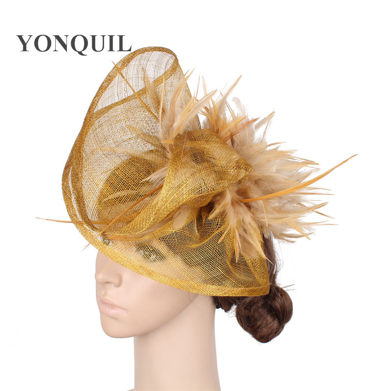 Women'S Fashion Melbourne - ที่คาดผมประดับขนนกสีแดงแบบหรูหราสำหรับงานค็อกเทล รุ่น Gold Derby Kentucky Millinery
