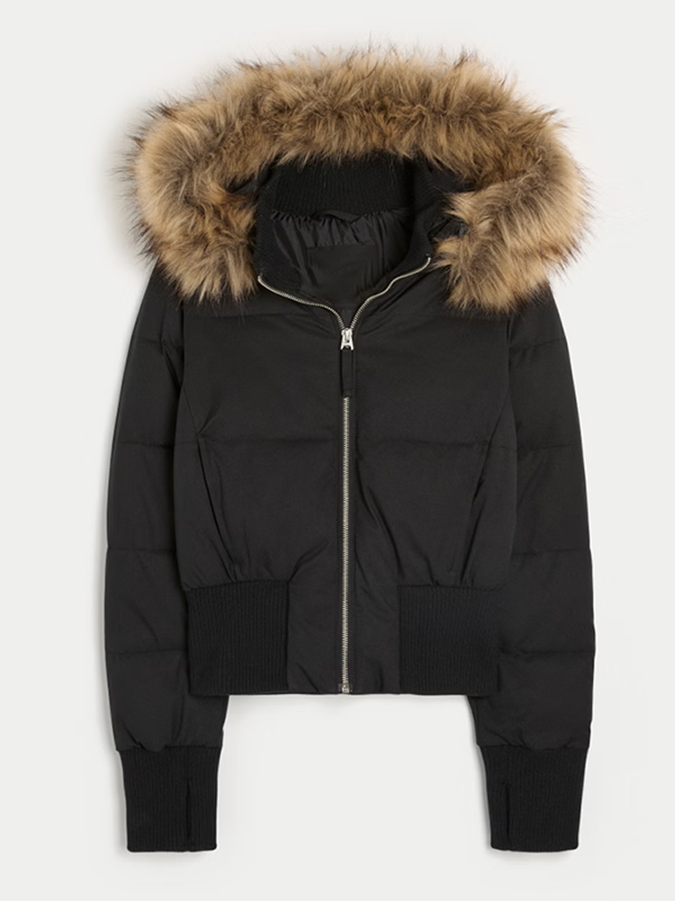 Women'S Fashion Quilted Jacket - เสื้อแจ็คเก็ตครอปแขนยาวมีซิปและกระเป๋า แฟชั่นฤดูหนาวปี 2026 สำหรับผู้หญิง ขนเฟอร์เทียม ฮู้ด