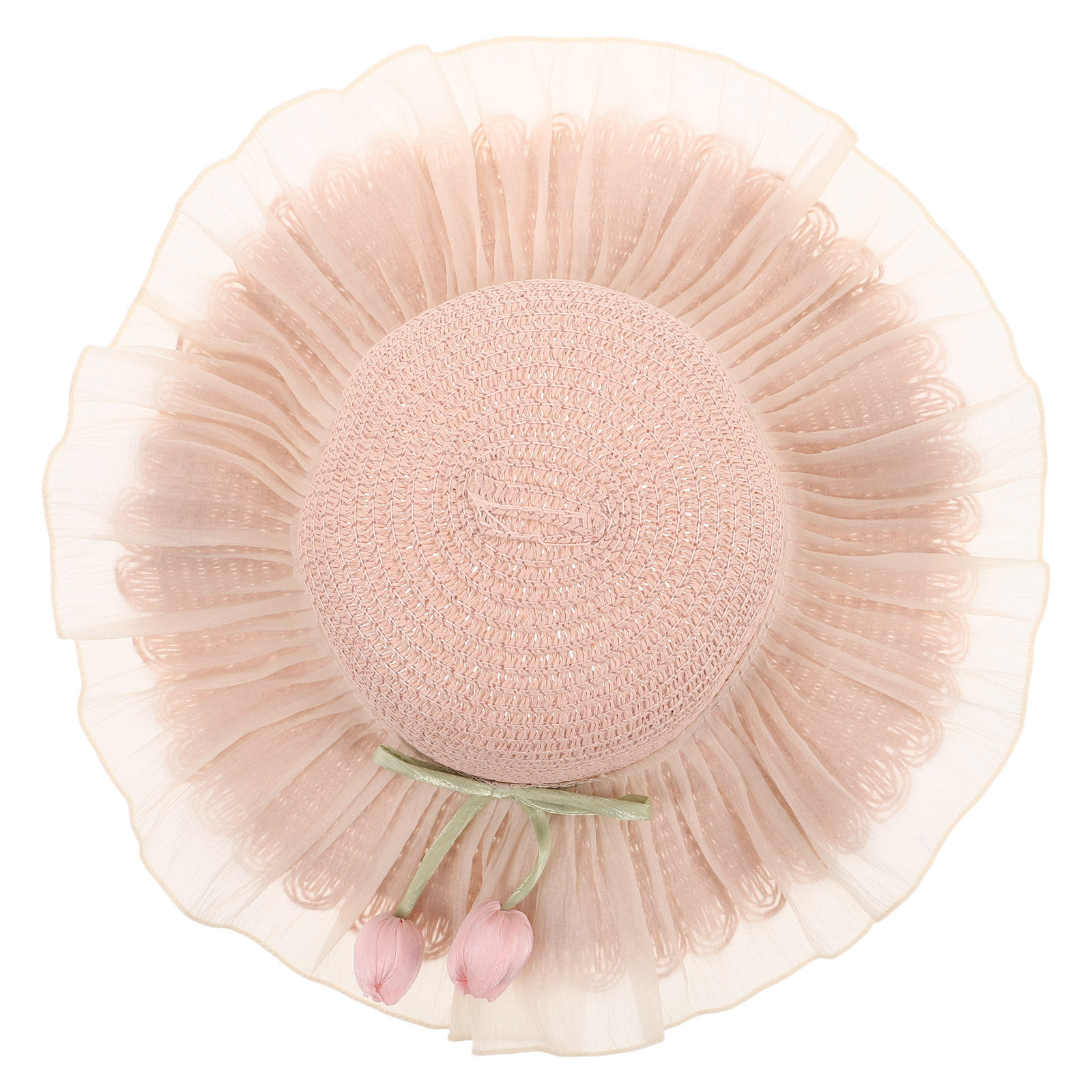 Straw Hat Summer - หมวกปีกกว้างสำหรับเด็กผู้หญิง ฤดูร้อน ทำจากฟาง ปรับสายรัดได้ ระบายอากาศดี ป้องกันแสงแดด