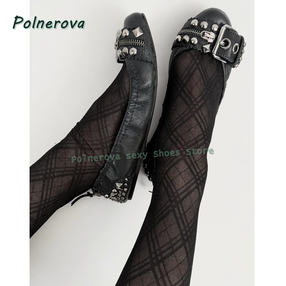 Women'S Fashion For Summer 2026 - รองเท้าส้นเตี้ยแบบมีซิปประดับตกแต่ง รุ่น Mary Jane หัวแหลม พร้อมหัวเข็มขัดแบบ