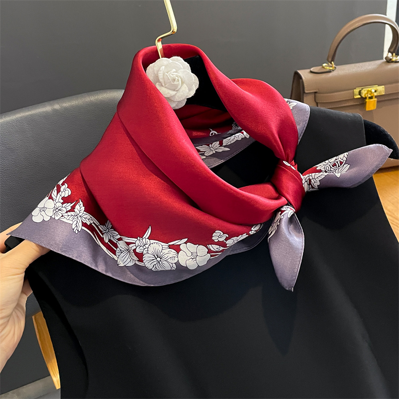 Women Fashion Necktie - ผ้าพันคอขนาดเล็กพิมพ์ลายผู้หญิง Dasi syal Sutra 100% พิมพ์ลายหรูหรา2024ที่รัดผมใหม่