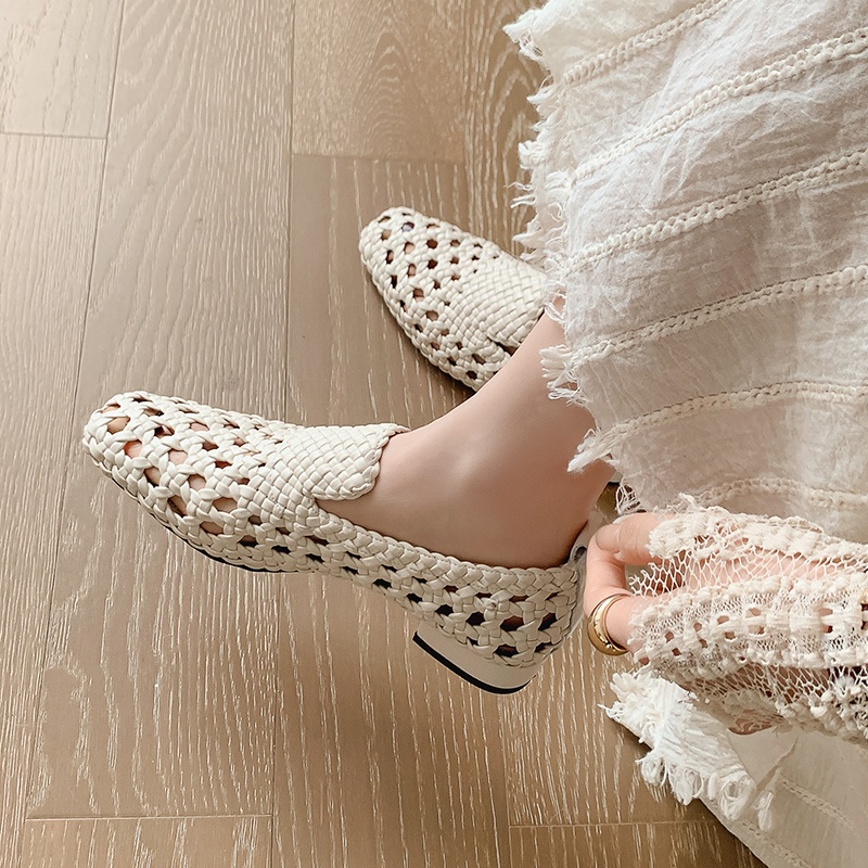 Women'S Fashion For Summer 2026 - รองเท้าสานหนังแท้แฟชั่นสุดฮิตปี 2026 รองเท้าส้นเตี้ยระบายอากาศสำหรับผู้หญิง รองเท้าลำลองแบบสวมสำหรับฤดูร้อน รองเท้าลำลองสำหรับผู้หญิง