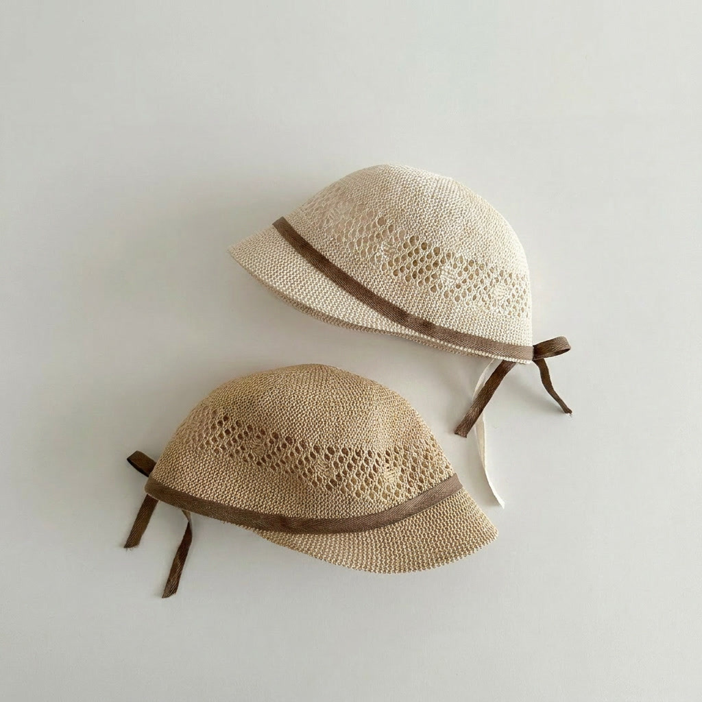 Straw Hat Summer - หมวกทรงแบนสำหรับเด็กฤดูร้อน 2-5 ปี หมวกฟางระบายอากาศแบบโปร่ง สำหรับเด็กชายและเด็กหญิง หมวกเด็กบางและสวมใส่สบาย