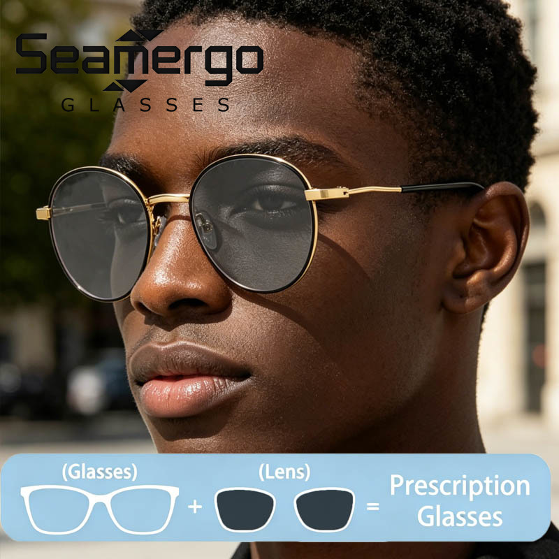 Women'S Fashion Glasses With Clear Lenses - SEAMERGO กรอบแว่นทรงกลม ปรับแต่งได้ แว่นสายตาสั้นสำหรับผู้หญิง แว่นตาเปลี่ยนสีตามสภาพแสง แว่นตาแฟชั่นตามสั่ง