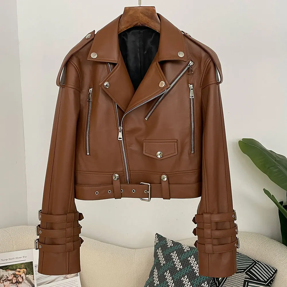 เสื้อแจ็คเก็ตหนังแท้สำหรับผู้ห - Women'S Fashion Utility Jacket บทวิจารณ์และราคา