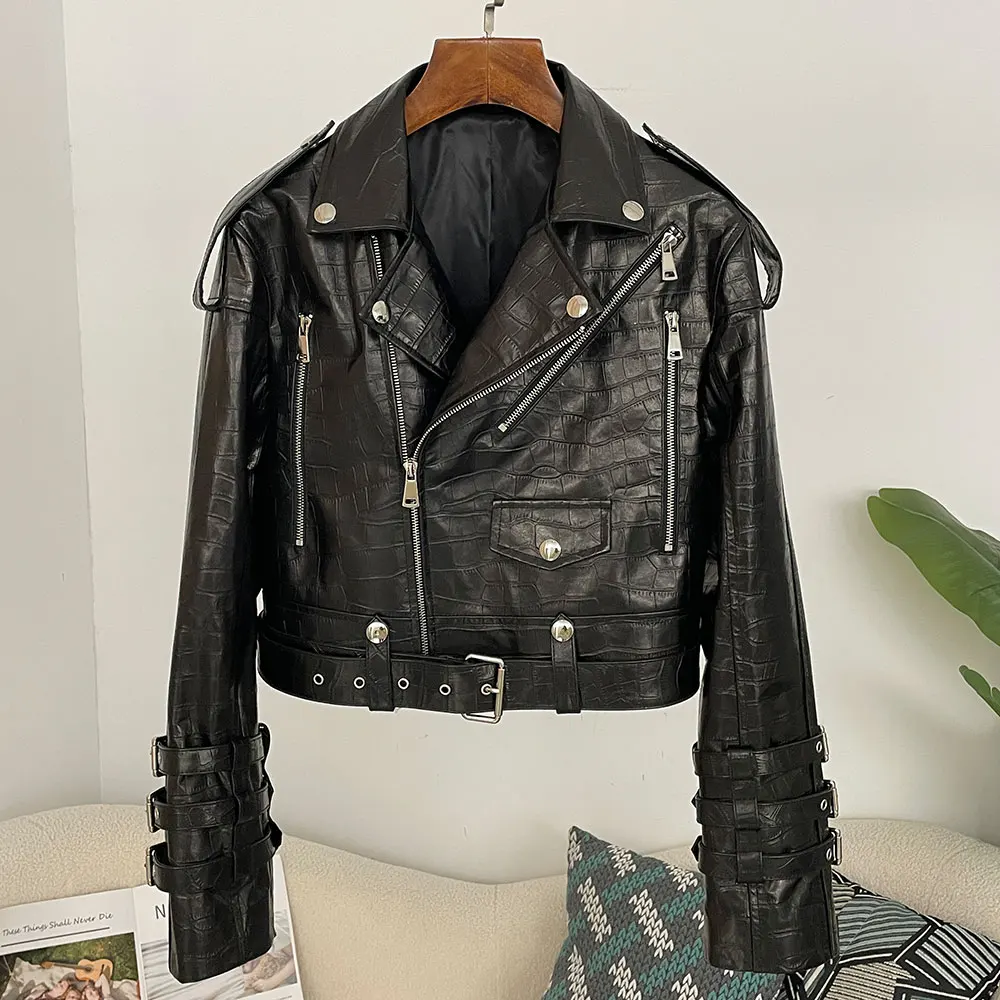 เสื้อแจ็คเก็ตหนังแท้สำหรับผู้ห - Women'S Fashion Utility Jacket บทวิจารณ์และราคา
