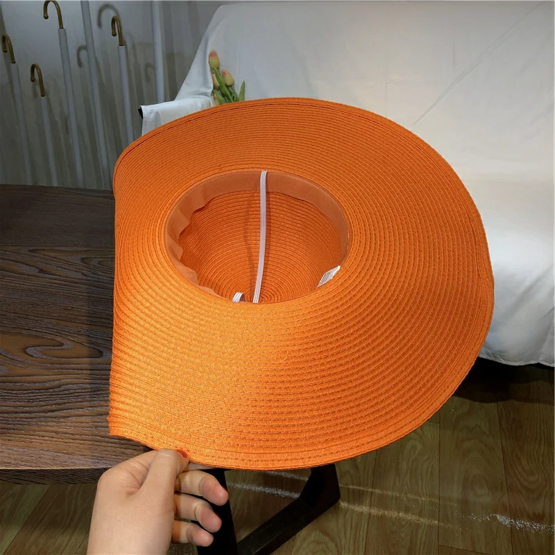 หมวกฟางสีส้ม 25 ซม. หมวกปีกกว้ - Straw Hat Summer บทวิจารณ์และราคา