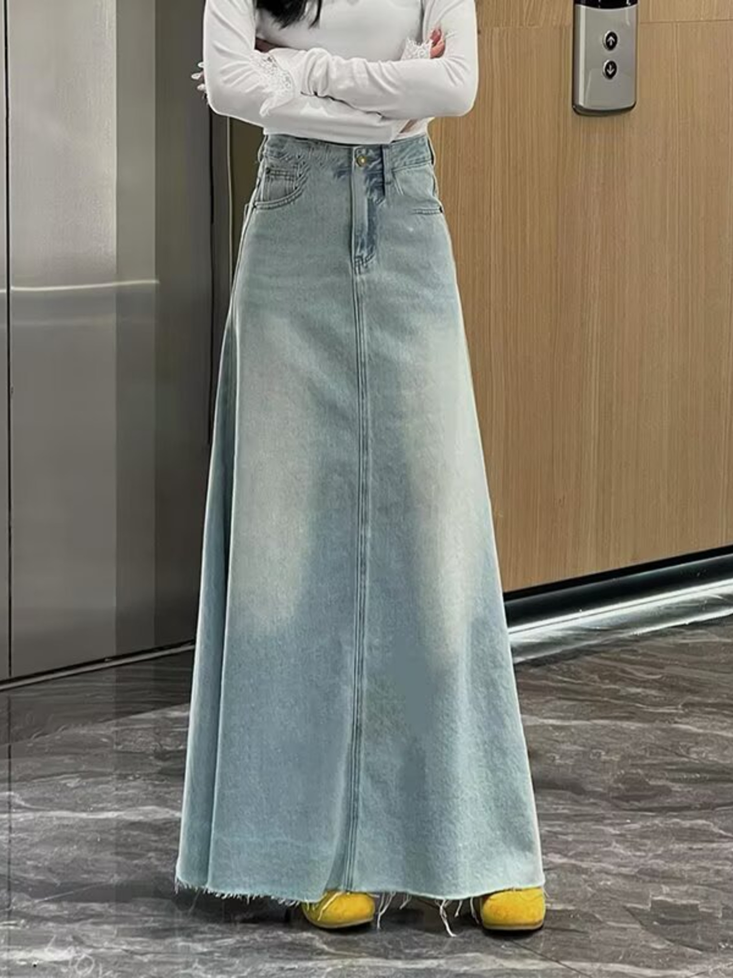 กระโปรงยีนส์ทรงเอเอวสูงสำหรับผ - Denim Shorts Women บทวิจารณ์และราคา