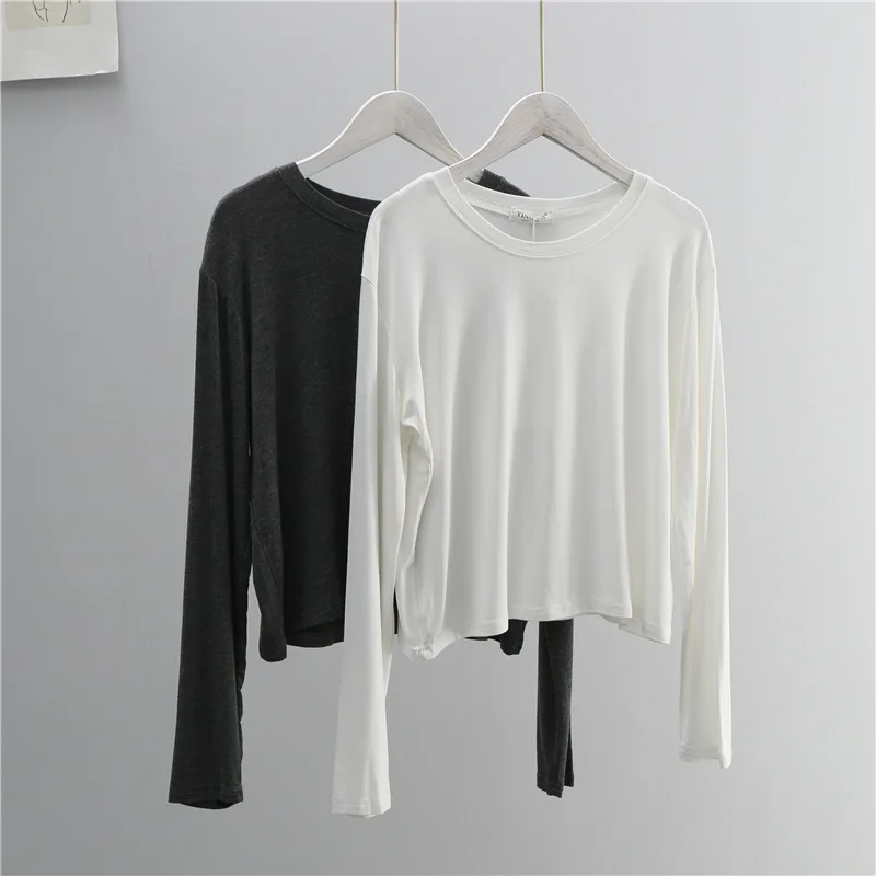 เสื้อยืดแขนยาวคอโอ ผ้าผสมคอตตอ - Women'S Fashion Tops บทวิจารณ์และราคา
