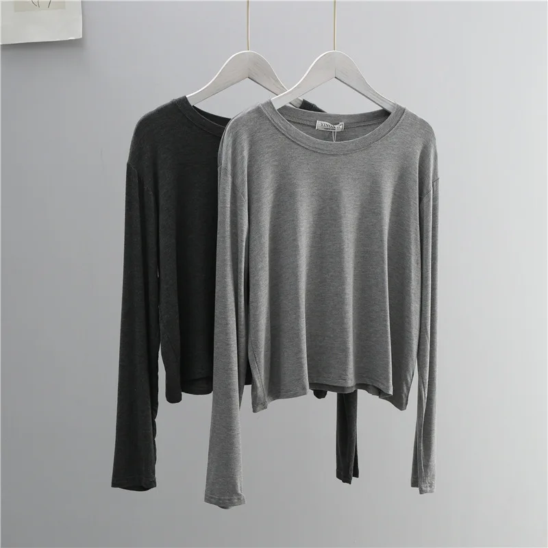 เสื้อยืดแขนยาวคอโอ ผ้าผสมคอตตอ - Women'S Fashion Tops บทวิจารณ์และราคา