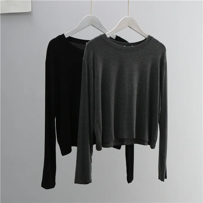 เสื้อยืดแขนยาวคอโอ ผ้าผสมคอตตอ - Women'S Fashion Tops บทวิจารณ์และราคา