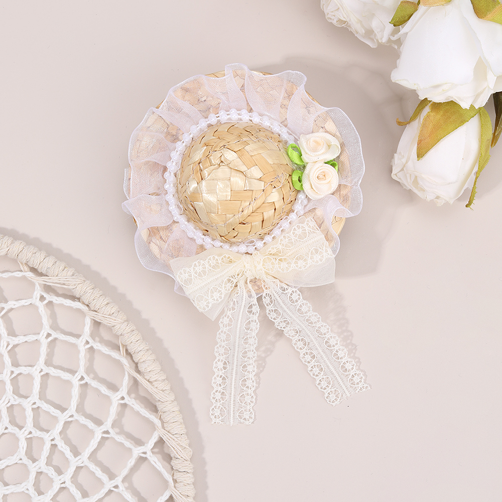 ใหม่ Mini หมวกฟางผมคลิปดอกไม้ห - Straw Hat Summer บทวิจารณ์และราคา