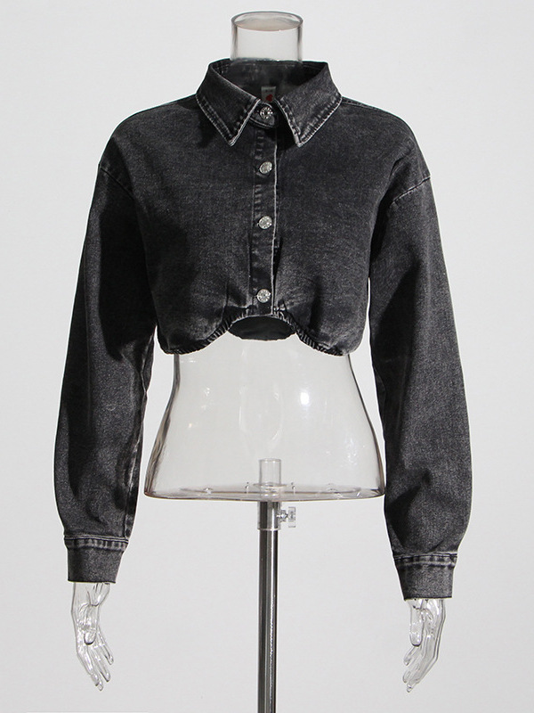   เสื้อแจ็คเก็ตยีนส์สีเทาควันบ - Women'S Fashion Utility Jacket บทวิจารณ์และราคา