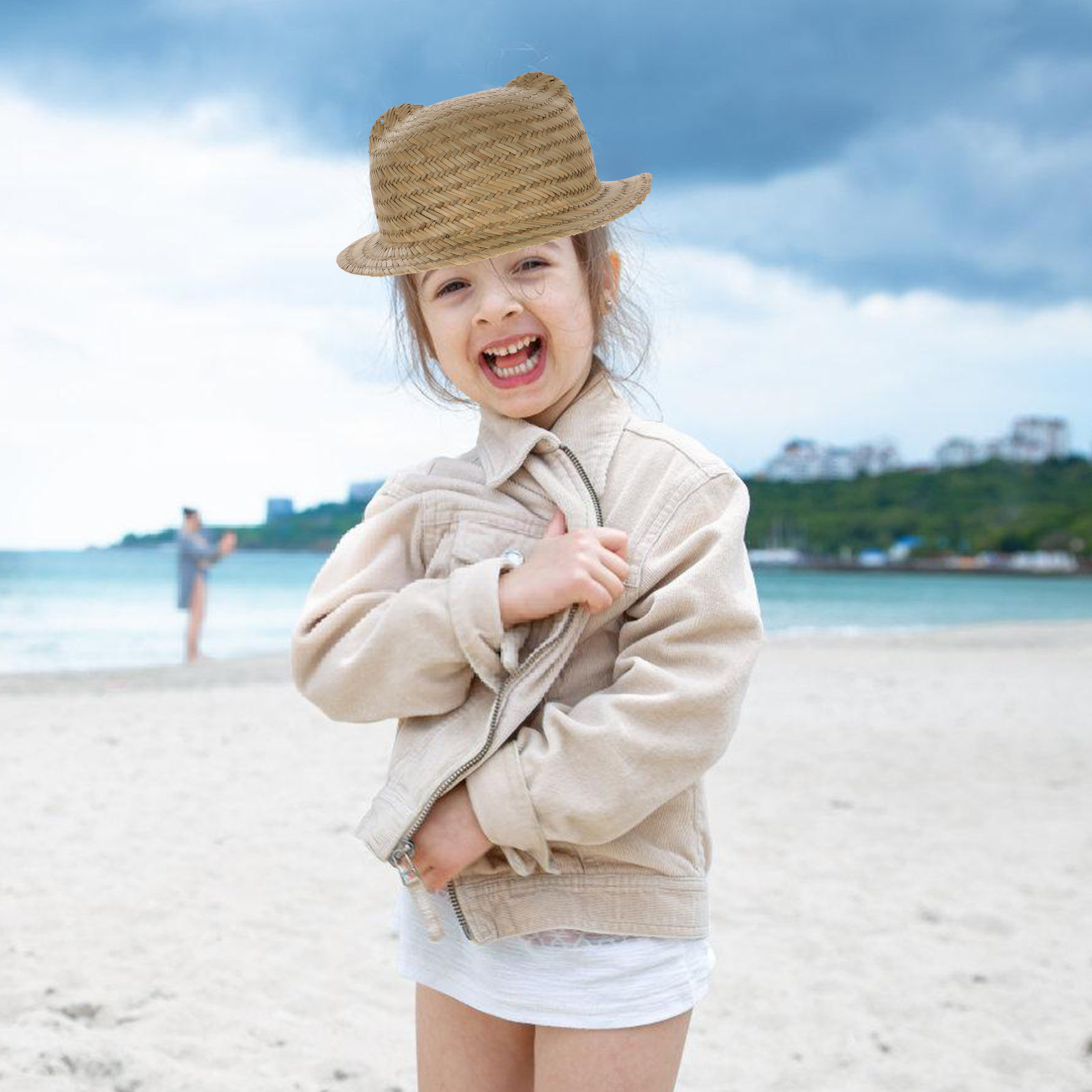 หมวกปีกกว้างสำหรับเด็ก ทำจากฟา - Straw Hat Summer บทวิจารณ์และราคา