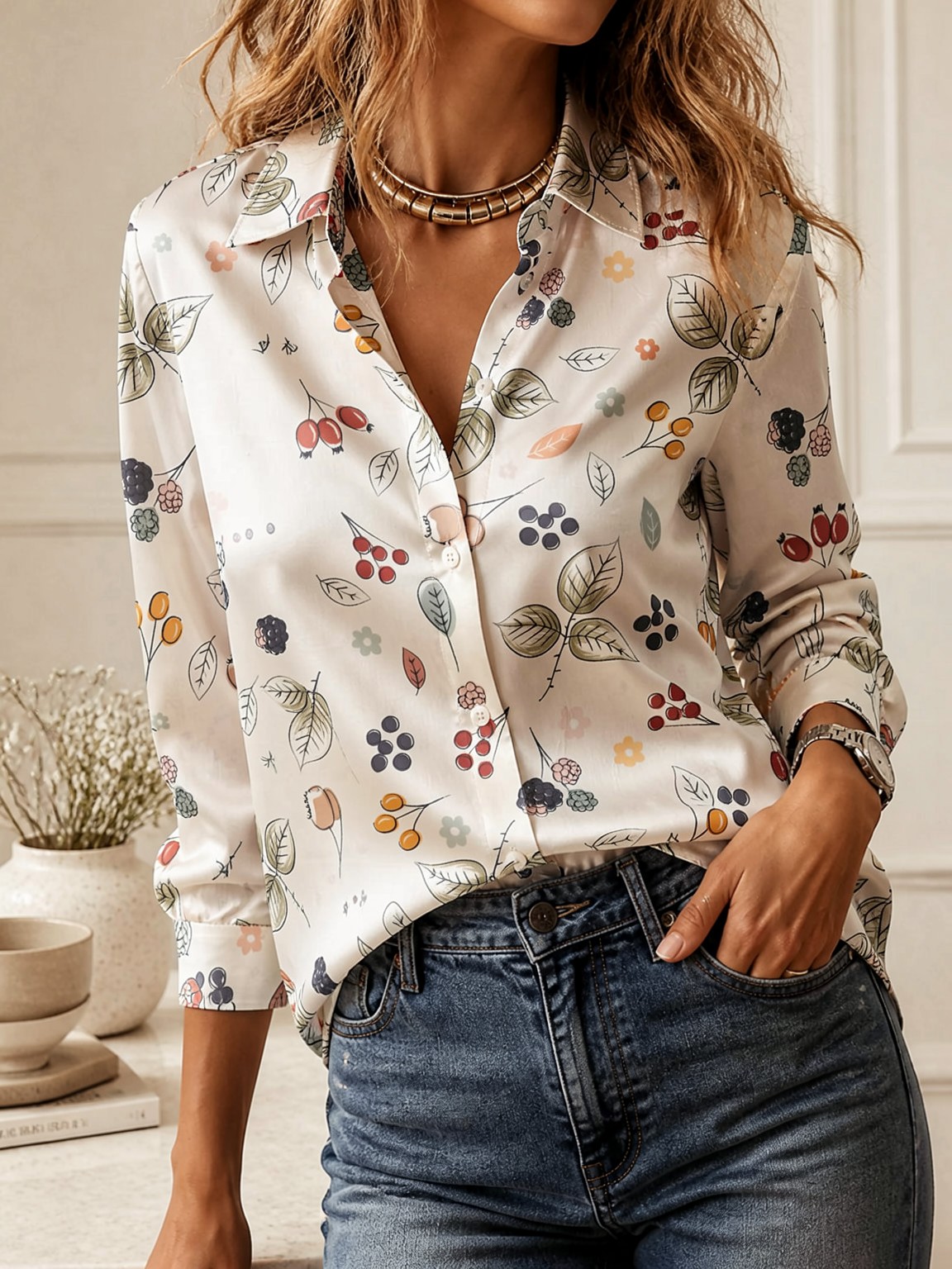 เสื้อคอปกแขนยาวสวยหรูสำหรับผู้ - Women'S Fashion Tops บทวิจารณ์และราคา