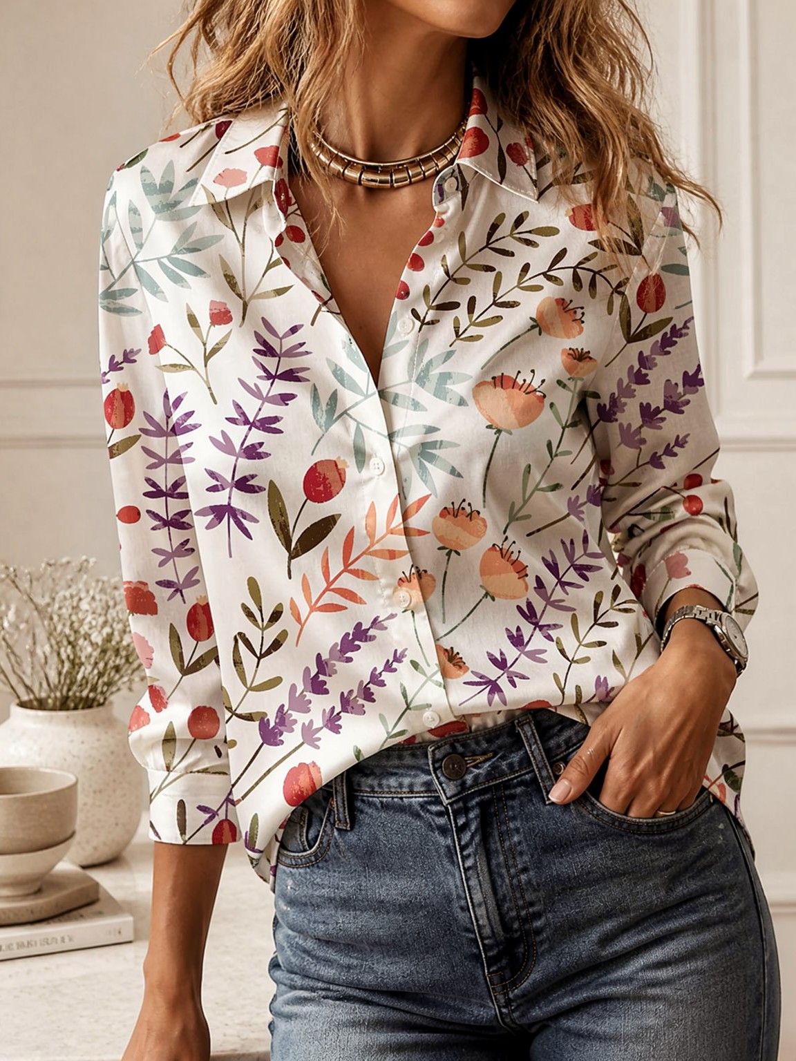 เสื้อเชิ้ตคอปกแบบลำลองสำหรับผู - Women'S Fashion Tops บทวิจารณ์และราคา