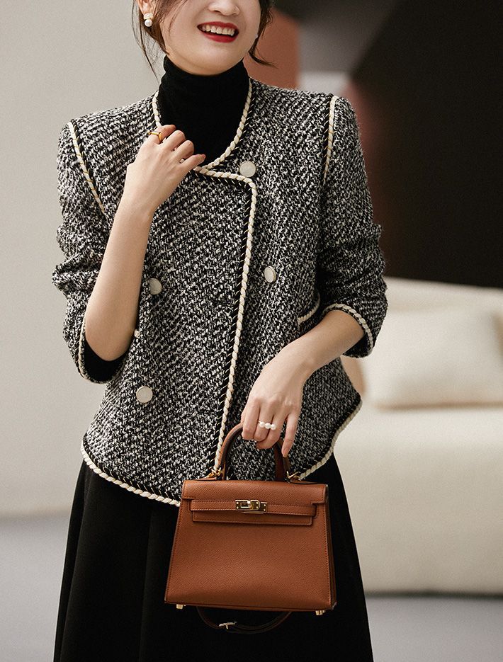 เสื้อแจ็คเก็ตทวีดผู้หญิง สีขาว - Women'S Fashion Utility Jacket บทวิจารณ์และราคา