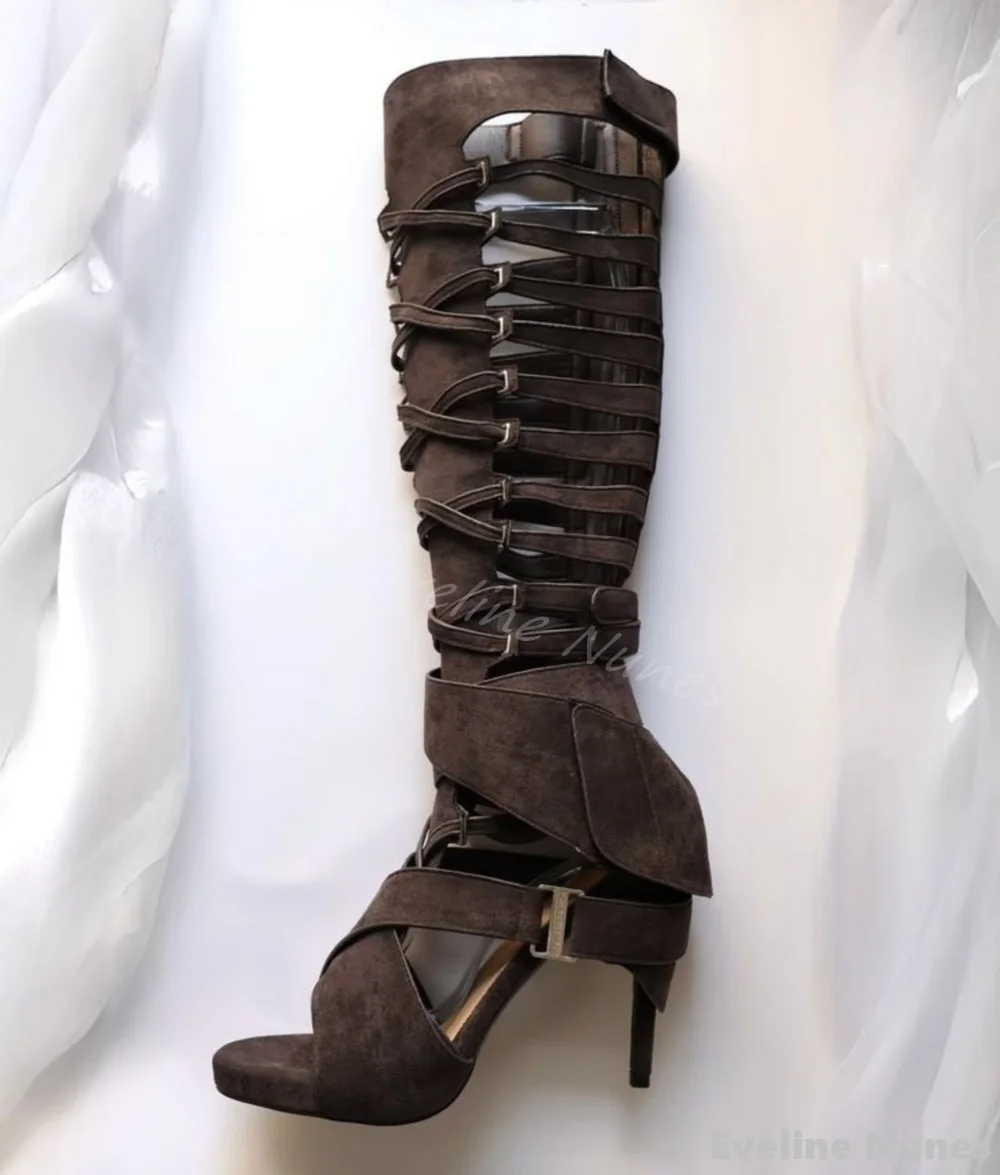 รองเท้าบูทส้นสูงแบบเปิดนิ้วเท้ - Women'S Fashion Knee High Boots บทวิจารณ์และราคา