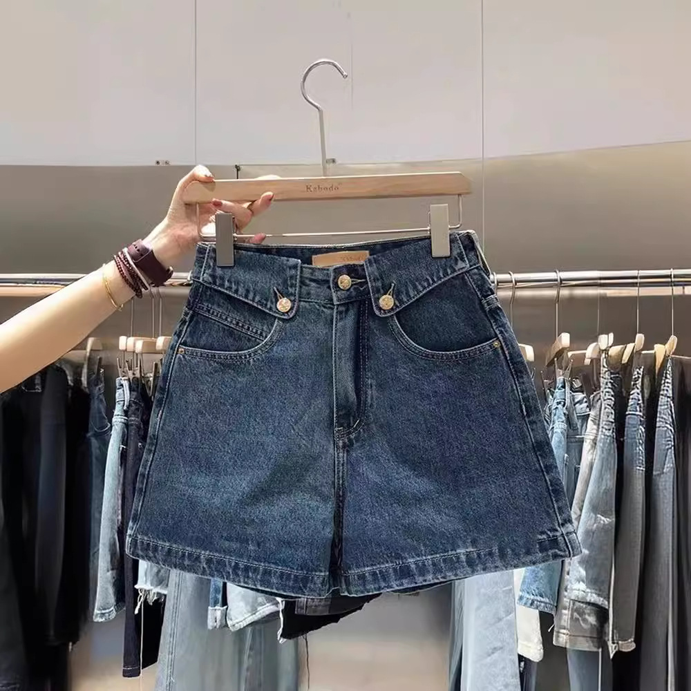 กางเกงยีนส์ขาสั้นทรงเอไลน์เอวส - Denim Shorts Women บทวิจารณ์และราคา