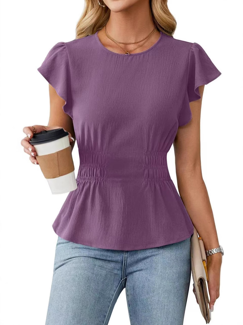 เสื้อผู้หญิงแขนสั้นแต่งระบาย ค - Women'S Fashion Tops บทวิจารณ์และราคา