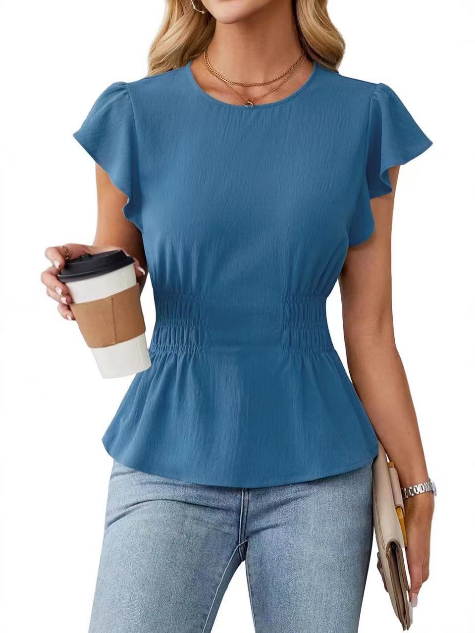 เสื้อผู้หญิงแขนสั้นแต่งระบาย ค - Women'S Fashion Tops บทวิจารณ์และราคา