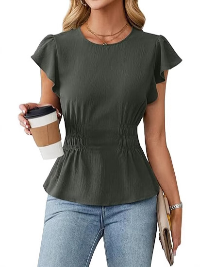 เสื้อผู้หญิงแขนสั้นแต่งระบาย ค - Women'S Fashion Tops บทวิจารณ์และราคา