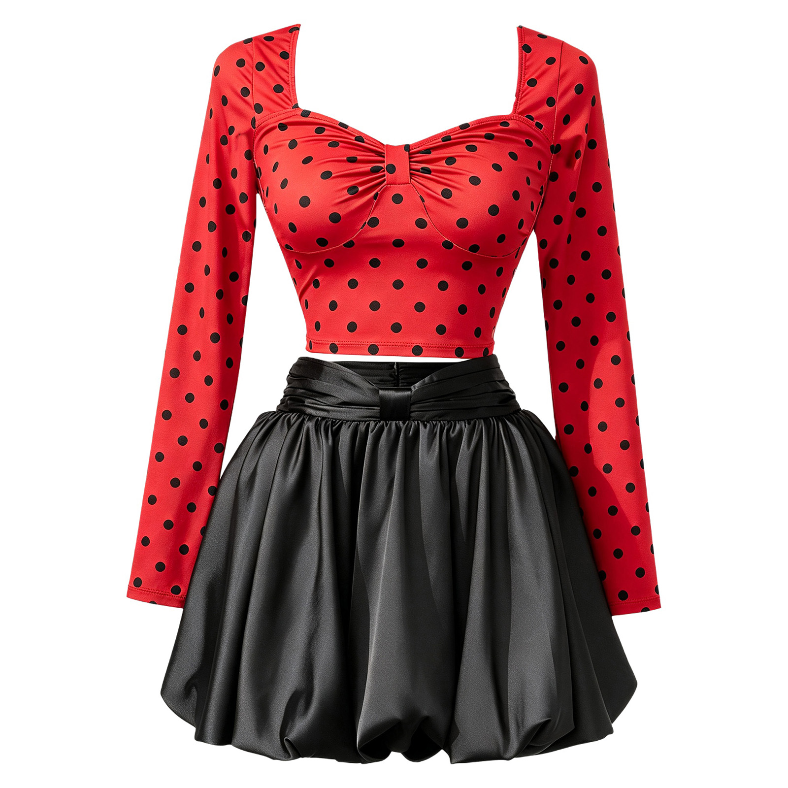 เสื้อครอปแขนยาวลายจุดสำหรับผู้ - Women'S Fashion Tops บทวิจารณ์และราคา