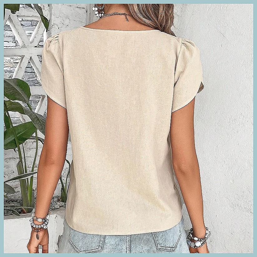 เสื้อเบลาส์สีพื้นสไตล์วินเทจสำ - Women'S Fashion Tops บทวิจารณ์และราคา