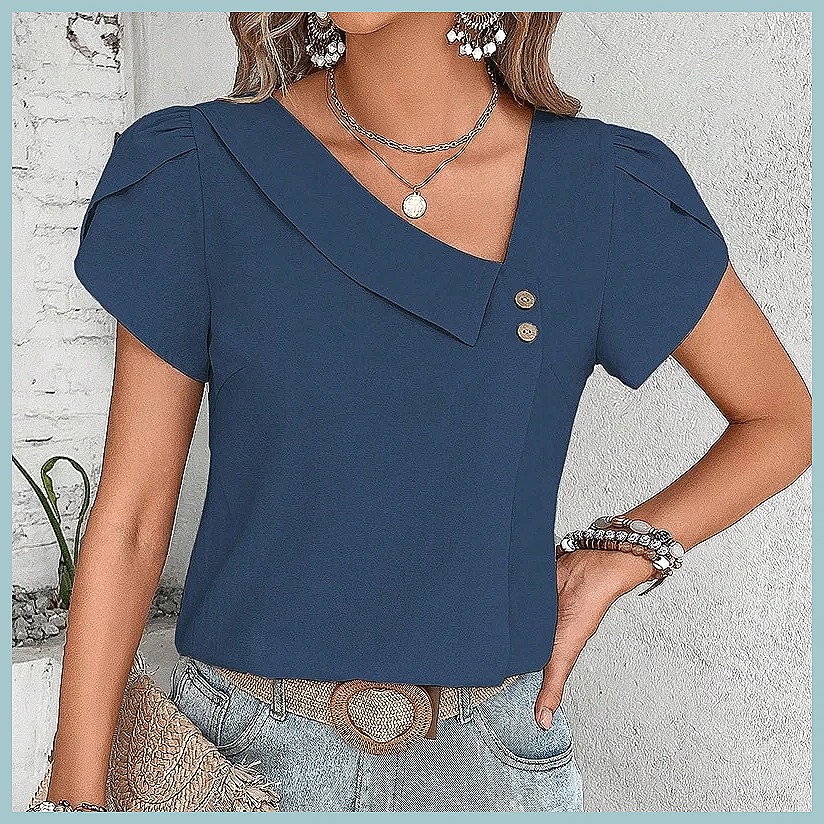 เสื้อเบลาส์สีพื้นสไตล์วินเทจสำ - Women'S Fashion Tops บทวิจารณ์และราคา